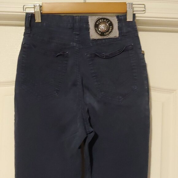 Versace Jeans Couture Navy Stretch Zip Skinny Pants S0 - Picture 6 of 9
